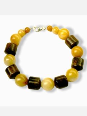 Tigers Eye & Aventurine Sterling Silver Bracelet